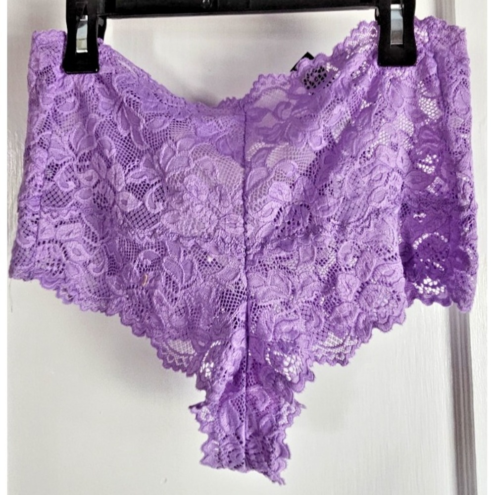NWT frederick's of Hollywood Lavender lace w/ white tie underwear‎ woman Sz M